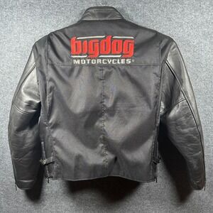Milwaukee Big Dog Motorcycles Black Leather Riding Jacket Mens Large